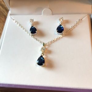 Blue and silver necklace and earrings